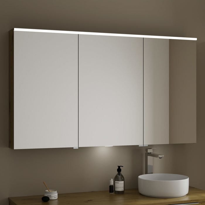 burgbad Eqio Spiegelschrank mit LED-Aufsatzleuchte und LED-Waschtischbeleuchtung 140 cm Rechts