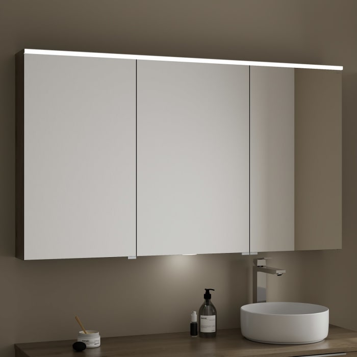 burgbad Eqio Spiegelschrank mit LED-Aufsatzleuchte und LED-Waschtischbeleuchtung 140 cm Rechts