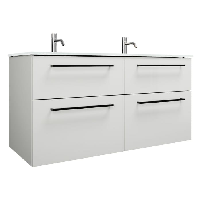 burgbad Eqio Waschtischkombination mit Glas- Doppelwaschtisch 122 cm, mit Stangengriff G0234