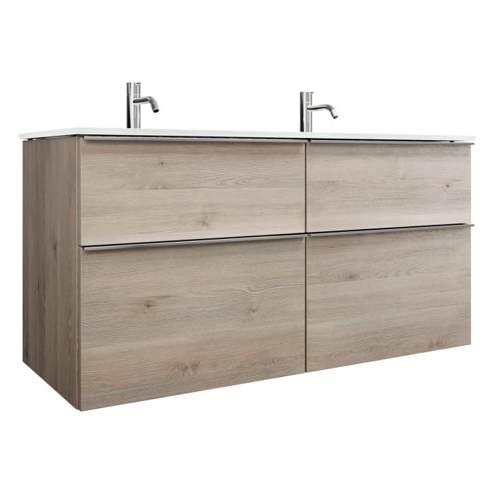 burgbad Eqio Waschtischkombination mit Glas- Doppelwaschtisch 122 cm, mit Griffleiste G0251