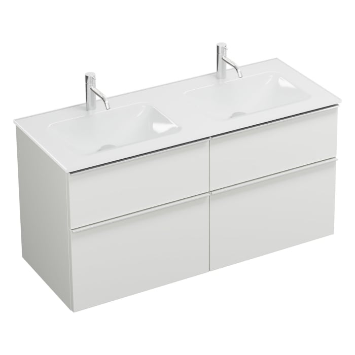 burgbad Eqio Waschtischkombination mit Glas- Doppelwaschtisch 122 cm, mit Griffleiste G0251