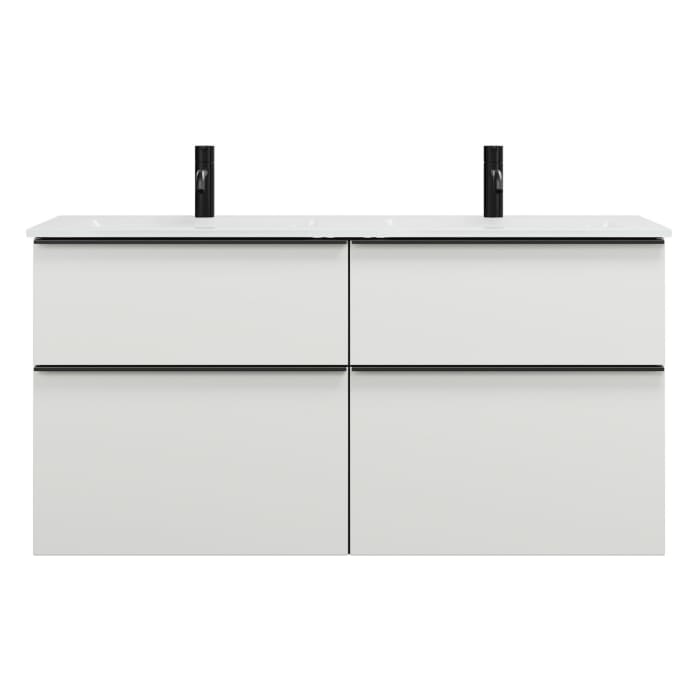 burgbad Eqio Waschtischkombination mit Glas- Doppelwaschtisch 122 cm, mit Griffleiste G0252