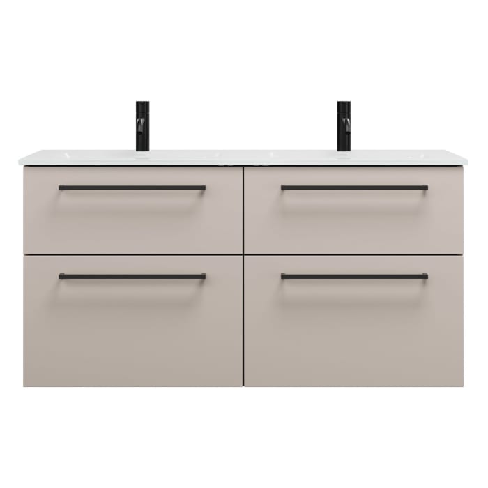 burgbad Eqio Waschtischkombination mit Glas- Doppelwaschtisch 122 cm, mit Stangengriff G0234