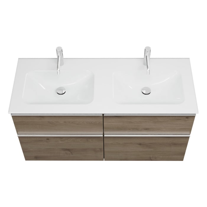 burgbad Eqio Waschtischkombination mit Glas- Doppelwaschtisch 122 cm, mit Griffleiste G0251