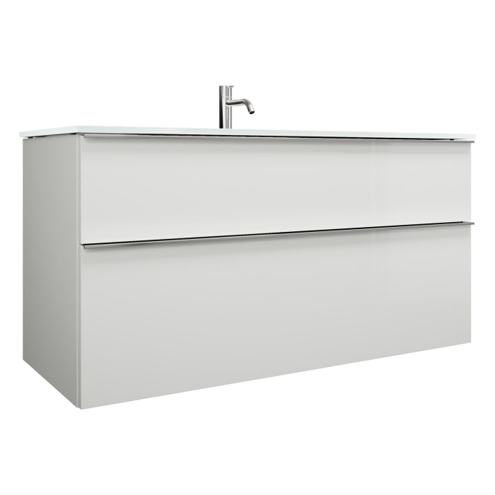 burgbad Eqio Waschtischkombination mit Glaswaschtisch 122 cm, mit Griffleiste G0251