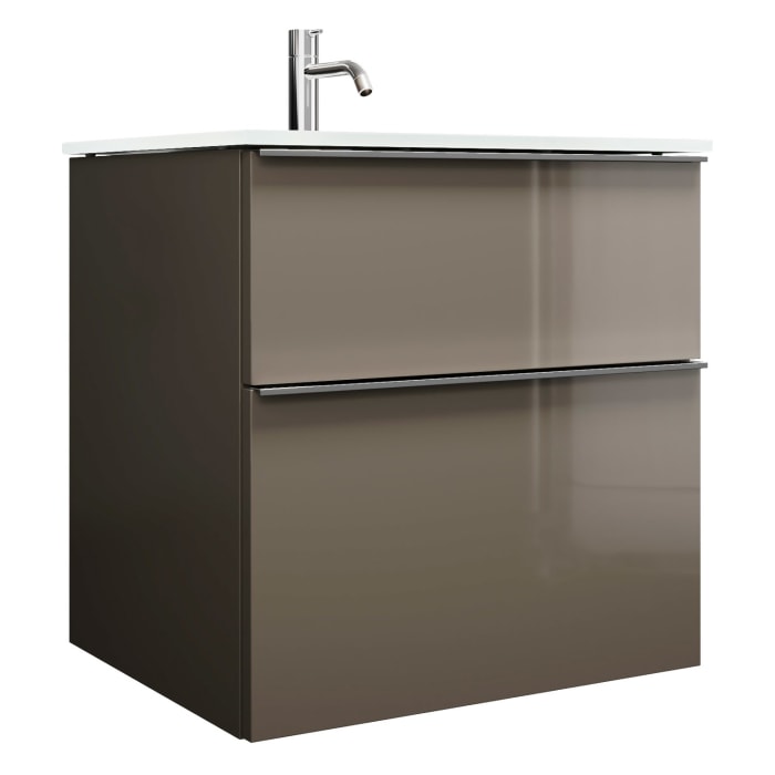 burgbad Eqio Waschtischkombination mit Glaswaschtisch 62 cm, mit Griffleiste G0251