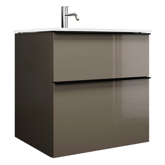 burgbad Eqio Waschtischkombination mit Glaswaschtisch 62 cm, mit Griffleiste G0252