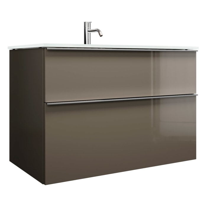 burgbad Eqio Waschtischkombination mit Glaswaschtisch 92 cm, mit Griffleiste G0251