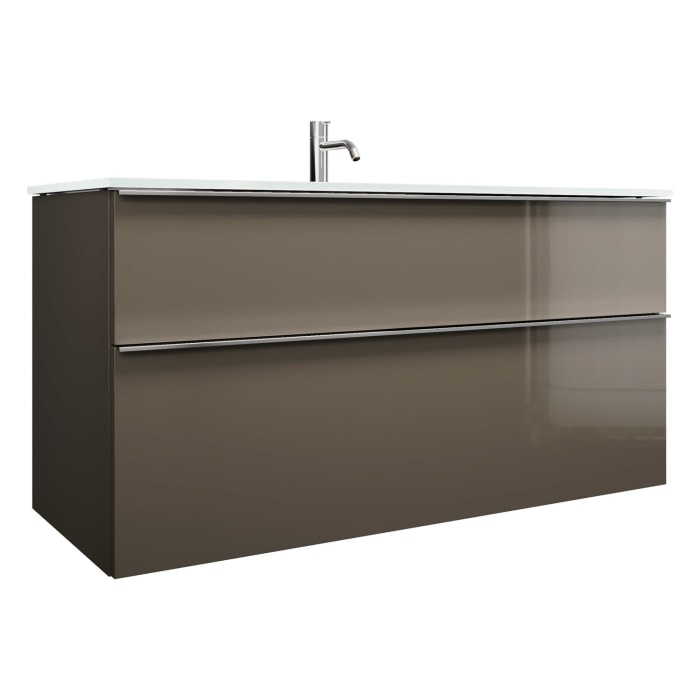 burgbad Eqio Waschtischkombination mit Glaswaschtisch 122 cm, mit Griffleiste G0251