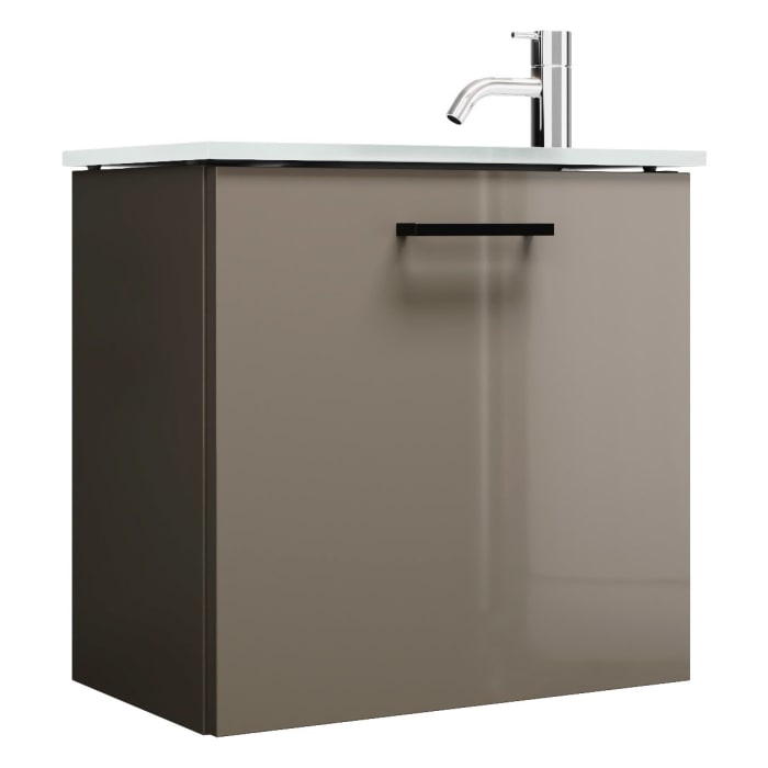 burgbad Eqio Waschtischkombination mit Glaswaschtisch 52 cm, mit Stangengriff G0234