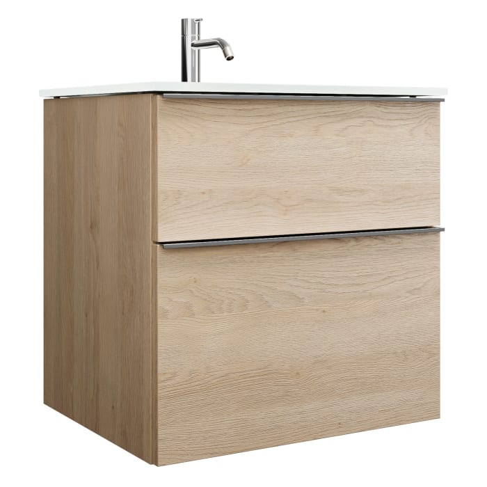 burgbad Eqio Waschtischkombination mit Glaswaschtisch 62 cm, mit Griffleiste G0251