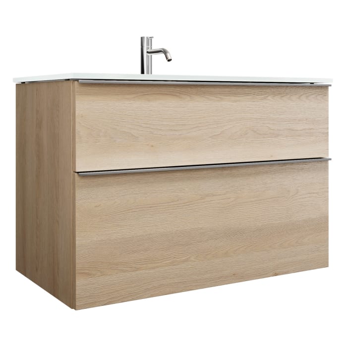 burgbad Eqio Waschtischkombination mit Glaswaschtisch 92 cm, mit Griffleiste G0251