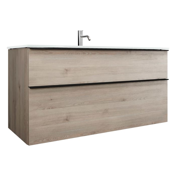 burgbad Eqio Waschtischkombination mit Glaswaschtisch 122 cm, mit Griffleiste G0252