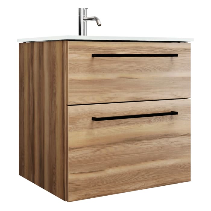 burgbad Eqio Waschtischkombination mit Glaswaschtisch 62 cm, mit Stangengriff G0234