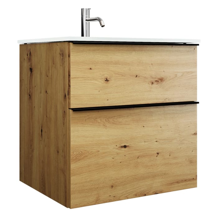 burgbad Eqio Waschtischkombination mit Glaswaschtisch 62 cm, mit Griffleiste G0252