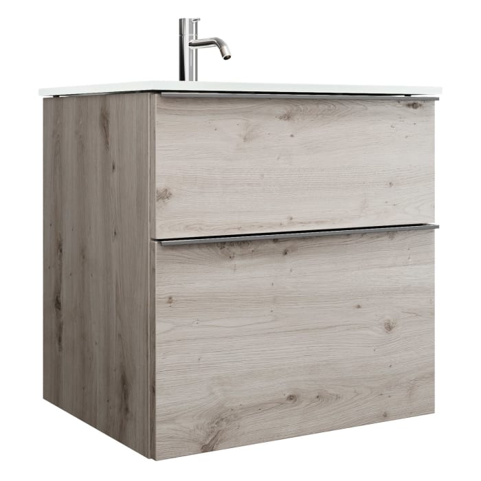 burgbad Eqio Waschtischkombination mit Glaswaschtisch 62 cm, mit Griffleiste G0251