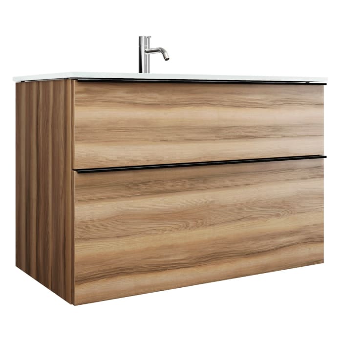 burgbad Eqio Waschtischkombination mit Glaswaschtisch 92 cm, mit Griffleiste G0252