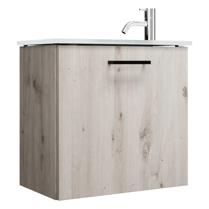 burgbad Eqio Waschtischkombination mit Glaswaschtisch 52 cm, mit Stangengriff G0234