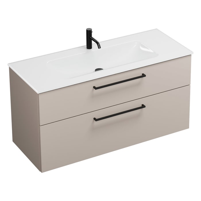 burgbad Eqio Waschtischkombination mit Glaswaschtisch 122 cm, mit Stangengriff G0234