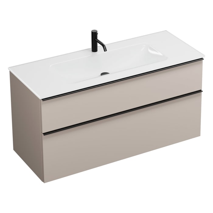 burgbad Eqio Waschtischkombination mit Glaswaschtisch 122 cm, mit Griffleiste G0252