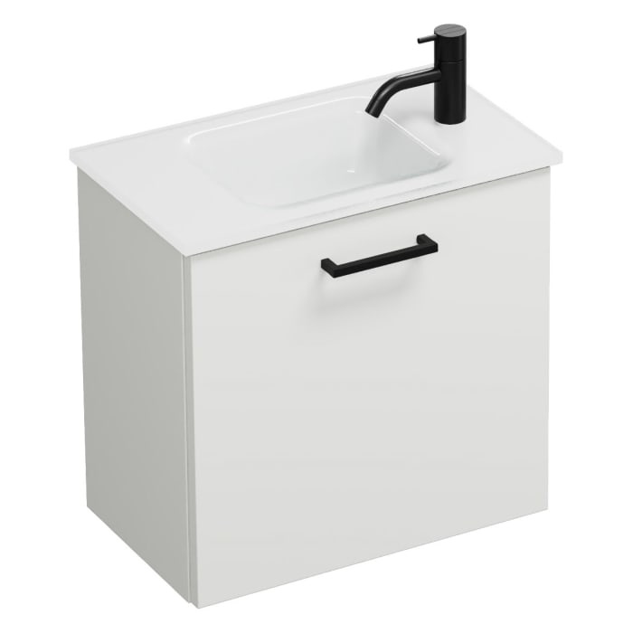 burgbad Eqio Waschtischkombination mit Glaswaschtisch 52 cm, mit Stangengriff G0234