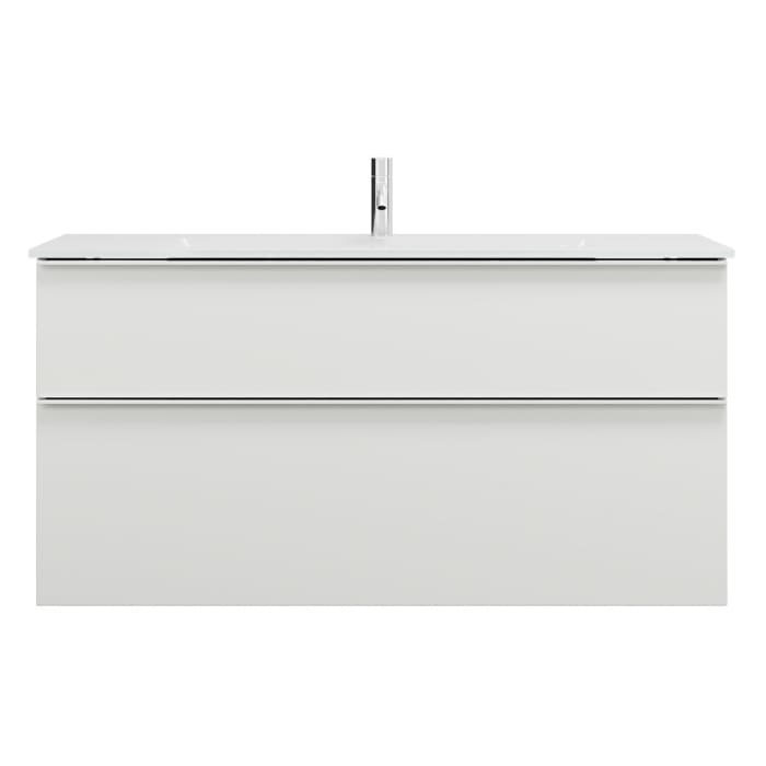 burgbad Eqio Waschtischkombination mit Glaswaschtisch 122 cm, mit Griffleiste G0251