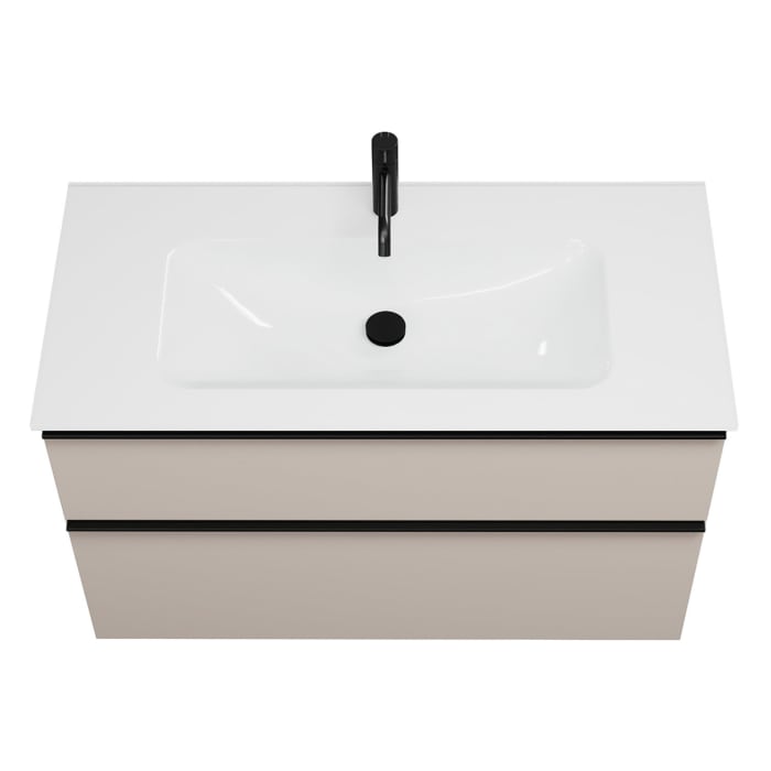 burgbad Eqio Waschtischkombination mit Glaswaschtisch 102 cm, mit Griffleiste 0252