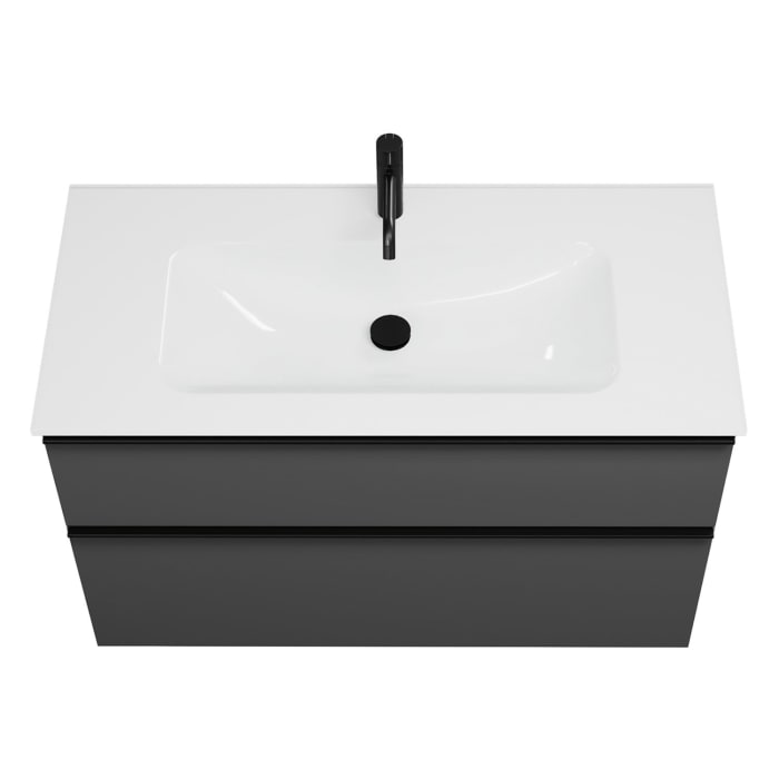 burgbad Eqio Waschtischkombination mit Glaswaschtisch 102 cm, mit Griffleiste 0252