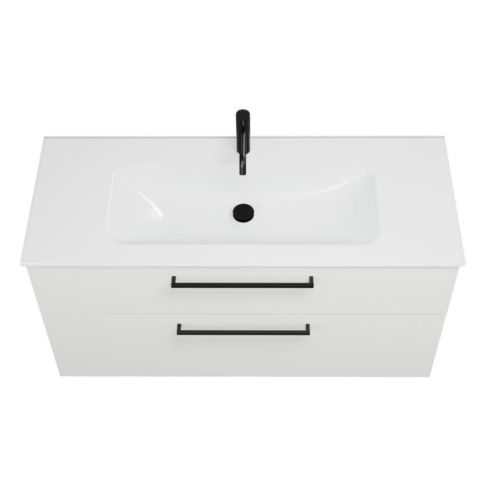 burgbad Eqio Waschtischkombination mit Glaswaschtisch 122 cm, mit Stangengriff G0234