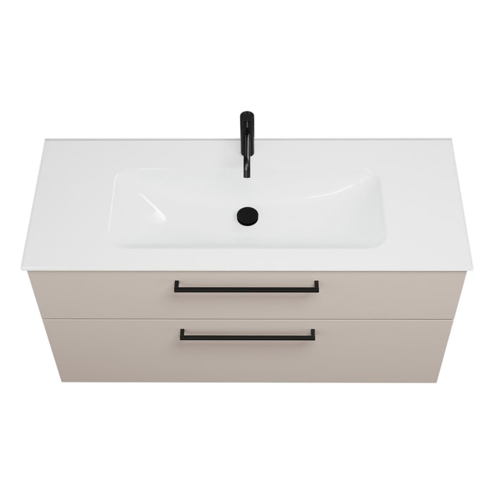 burgbad Eqio Waschtischkombination mit Glaswaschtisch 122 cm, mit Stangengriff G0234