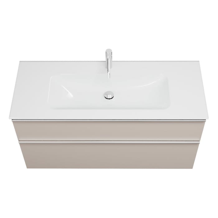 burgbad Eqio Waschtischkombination mit Glaswaschtisch 122 cm, mit Griffleiste G0251