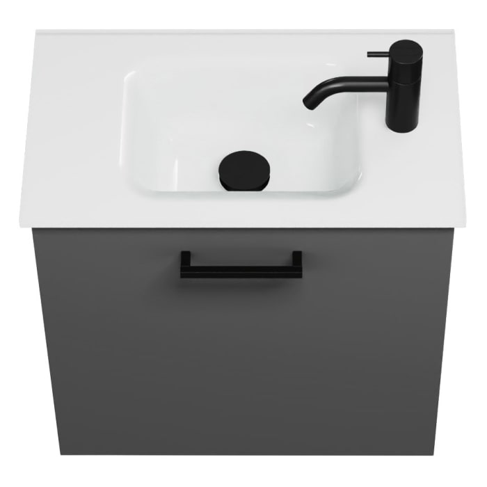 burgbad Eqio Waschtischkombination mit Glaswaschtisch 52 cm, mit Stangengriff G0234