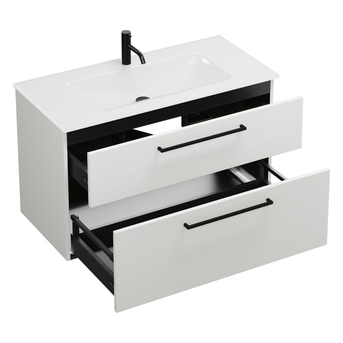 burgbad Eqio Waschtischkombination mit Glaswaschtisch 102 cm, mit Stangengriff G0234