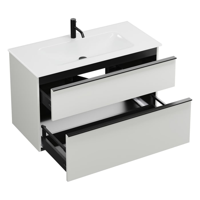 burgbad Eqio Waschtischkombination mit Glaswaschtisch 102 cm, mit Griffleiste 0252