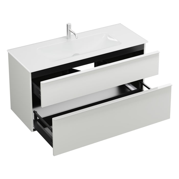 burgbad Eqio Waschtischkombination mit Glaswaschtisch 122 cm, mit Griffleiste G0251