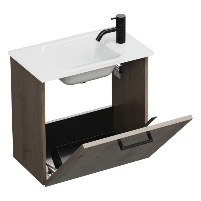 burgbad Eqio Waschtischkombination mit Glaswaschtisch 52 cm, mit Stangengriff G0234