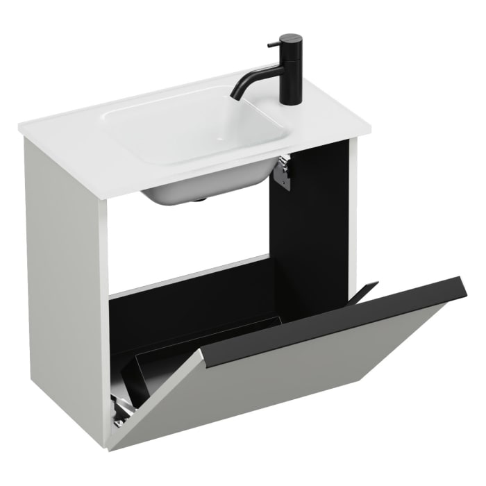 burgbad Eqio Waschtischkombination mit Glaswaschtisch 52 cm, mit Griffleiste G0252