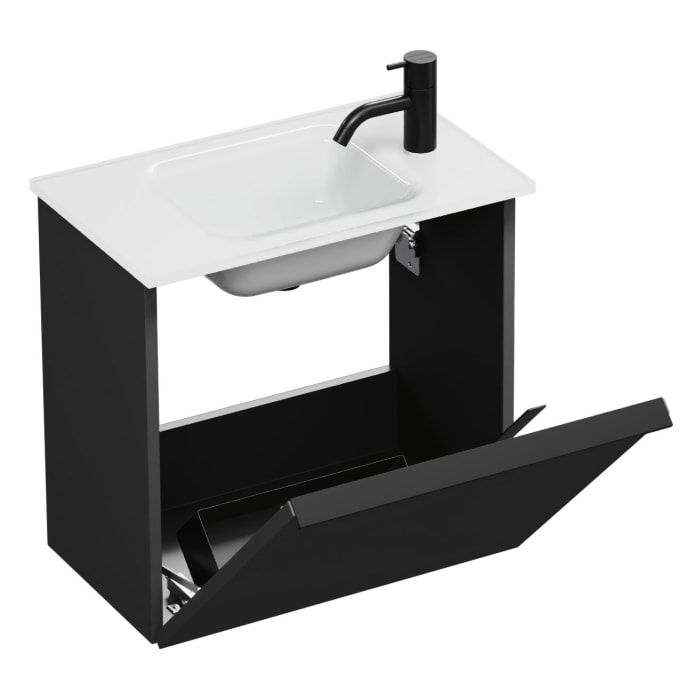 burgbad Eqio Waschtischkombination mit Glaswaschtisch 52 cm, mit Griffleiste G0252