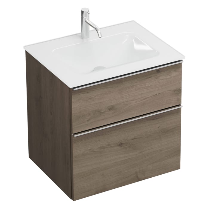 burgbad Eqio Waschtischkombination mit Glaswaschtisch 62 cm, mit Griffleiste G0251