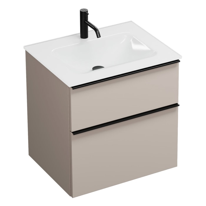 burgbad Eqio Waschtischkombination mit Glaswaschtisch 62 cm, mit Griffleiste G0252