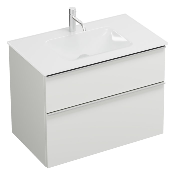 burgbad Eqio Waschtischkombination mit Glaswaschtisch 82 cm, mit Griffleiste G0251