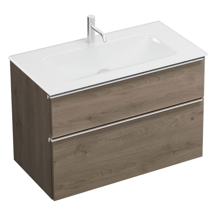 burgbad Eqio Waschtischkombination mit Glaswaschtisch 92 cm, mit Griffleiste G0251