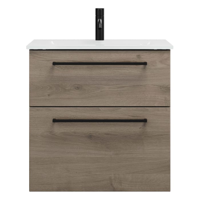 burgbad Eqio Waschtischkombination mit Glaswaschtisch 62 cm, mit Stangengriff G0234