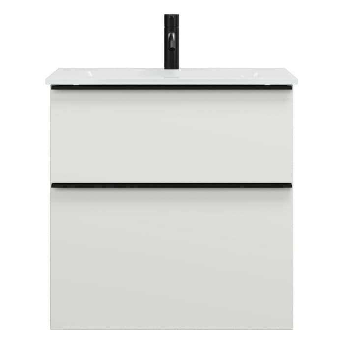 burgbad Eqio Waschtischkombination mit Glaswaschtisch 62 cm, mit Griffleiste G0252