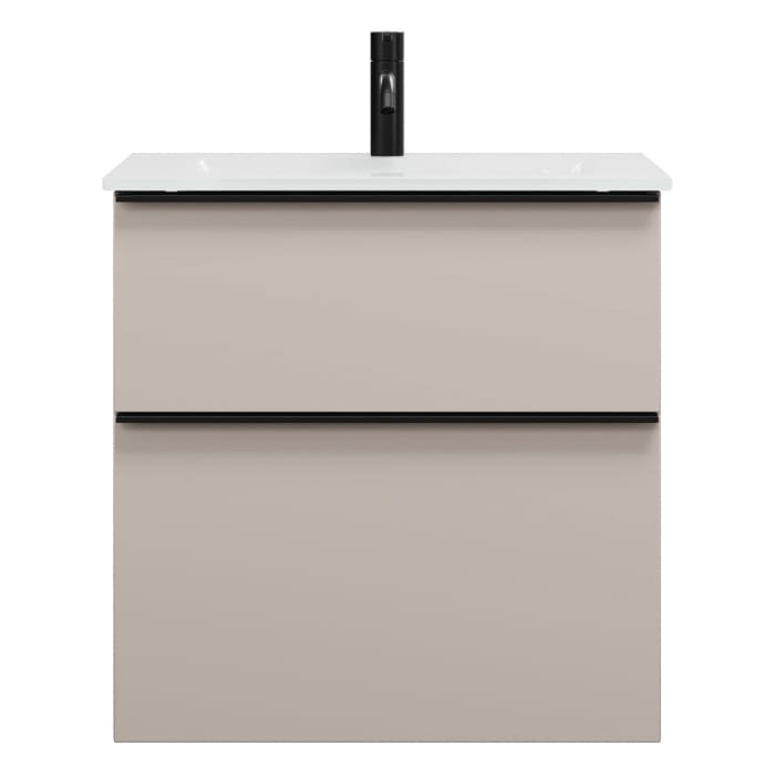 burgbad Eqio Waschtischkombination mit Glaswaschtisch 62 cm, mit Griffleiste G0252