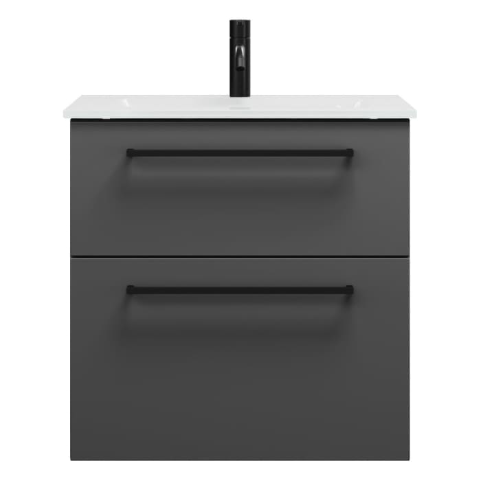 burgbad Eqio Waschtischkombination mit Glaswaschtisch 62 cm, mit Stangengriff G0234