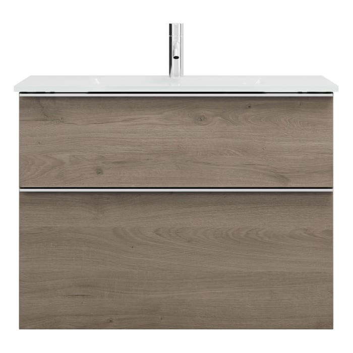 burgbad Eqio Waschtischkombination mit Glaswaschtisch 82 cm, mit Griffleiste G0251