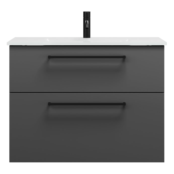 burgbad Eqio Waschtischkombination mit Glaswaschtisch 82 cm, mit Stangengriff G0234