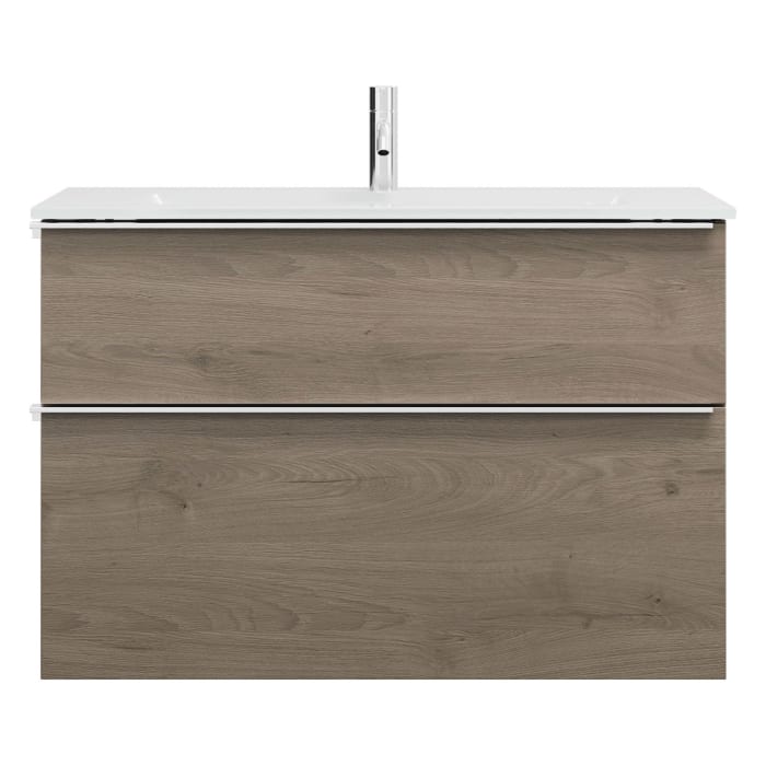 burgbad Eqio Waschtischkombination mit Glaswaschtisch 92 cm, mit Griffleiste G0251