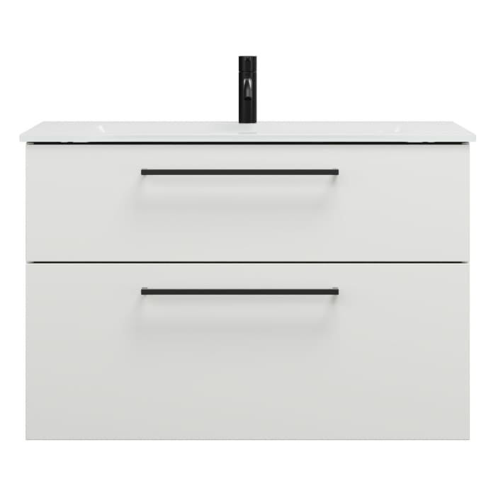 burgbad Eqio Waschtischkombination mit Glaswaschtisch 92 cm, mit Stangengriff G0234